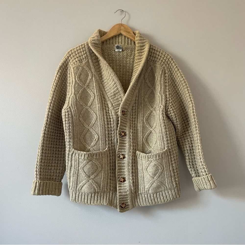 *SOLD* Wool knitted vintage ivory/cream grandpa cardigan